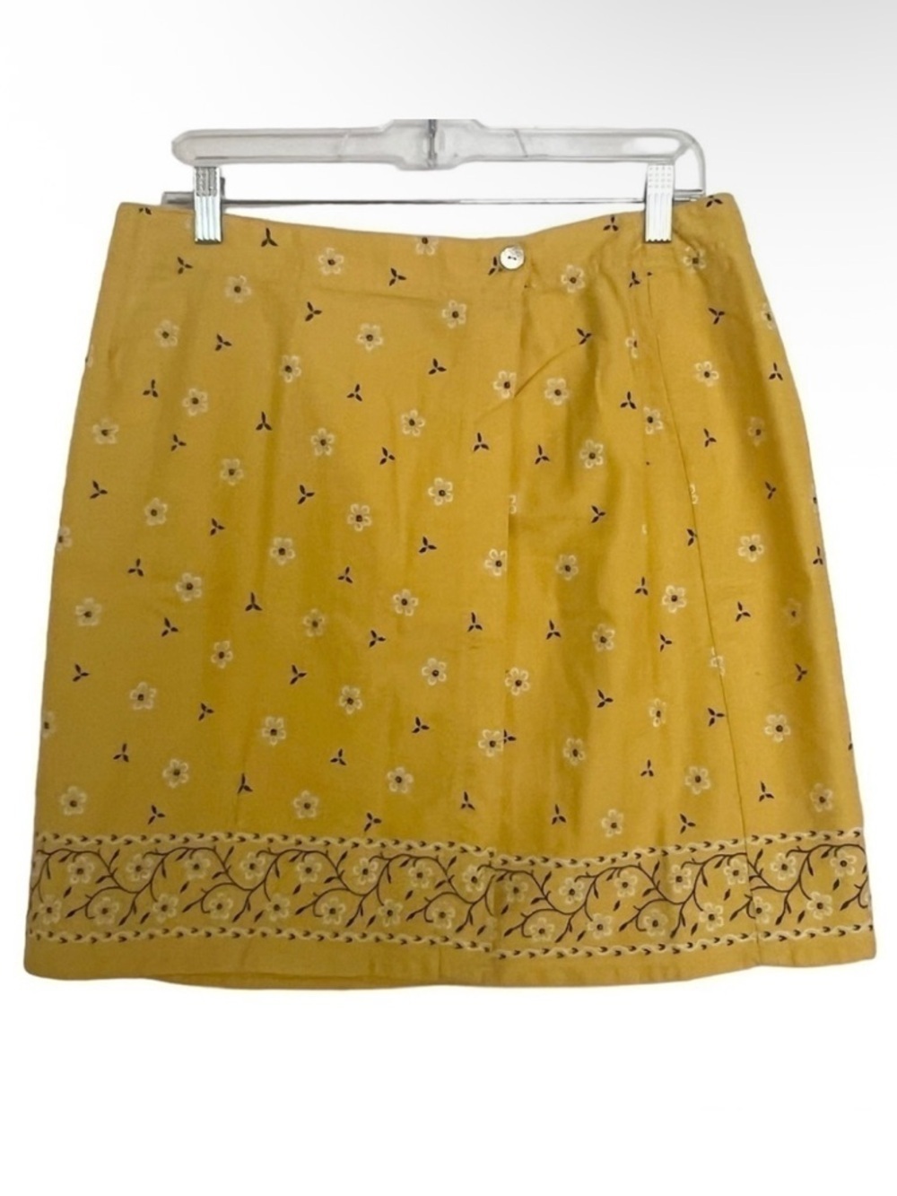 Ami A.M.I Yellow Floral Wrap Style Skirt Size 14